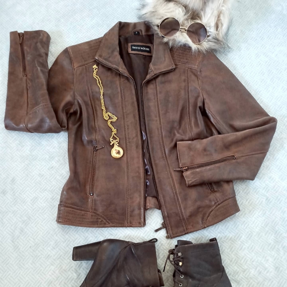 David Moore Brown Leather Jacket